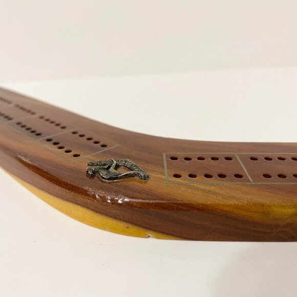 Vintage Australia Souvenir Wooden Boomerang Cribbage Board - Picture 7 of 16
